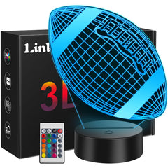 Linkax football illusion night light with 3D effect for teen rooms.