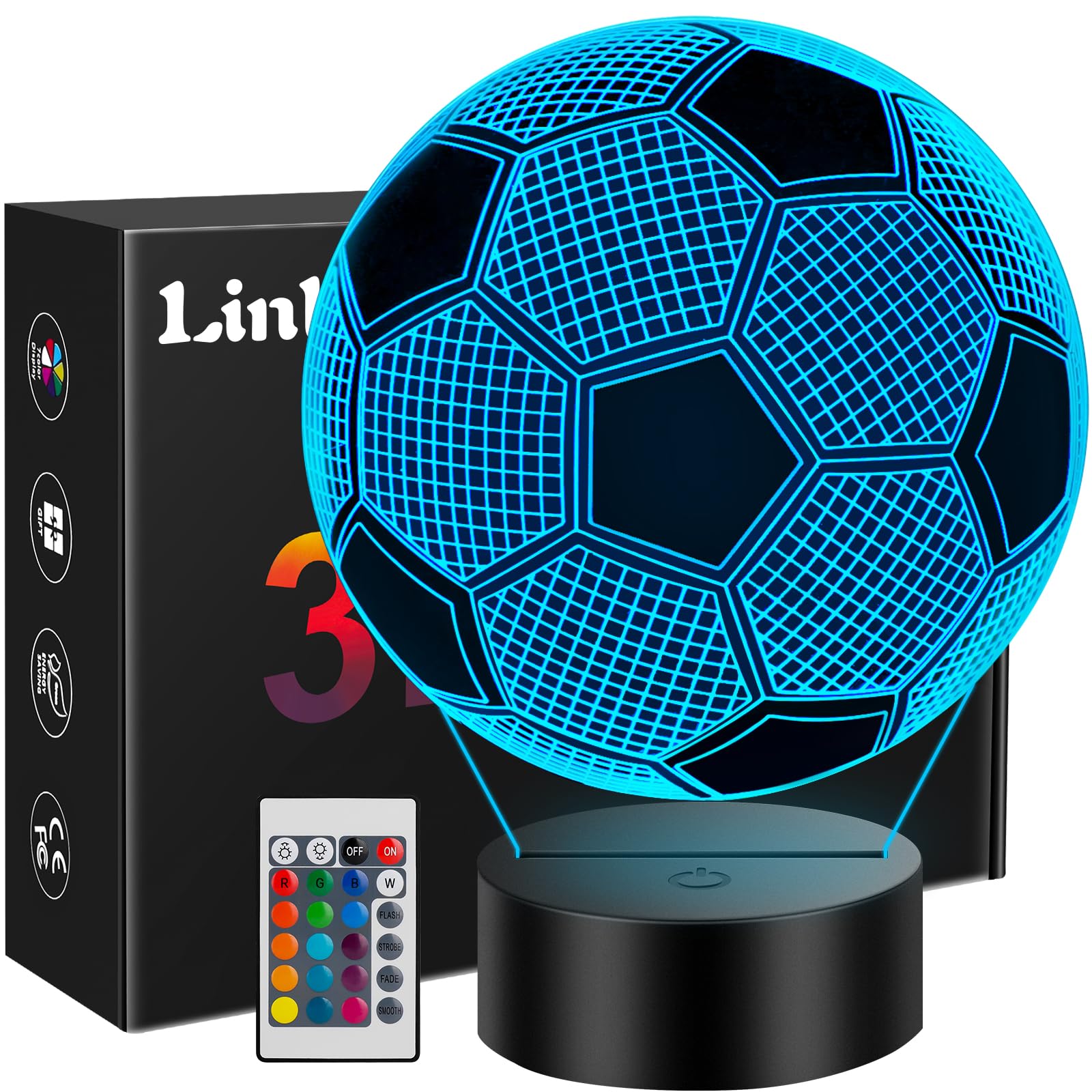 Linkax soccer light 3D illusion lamp enhances bedtime ambience