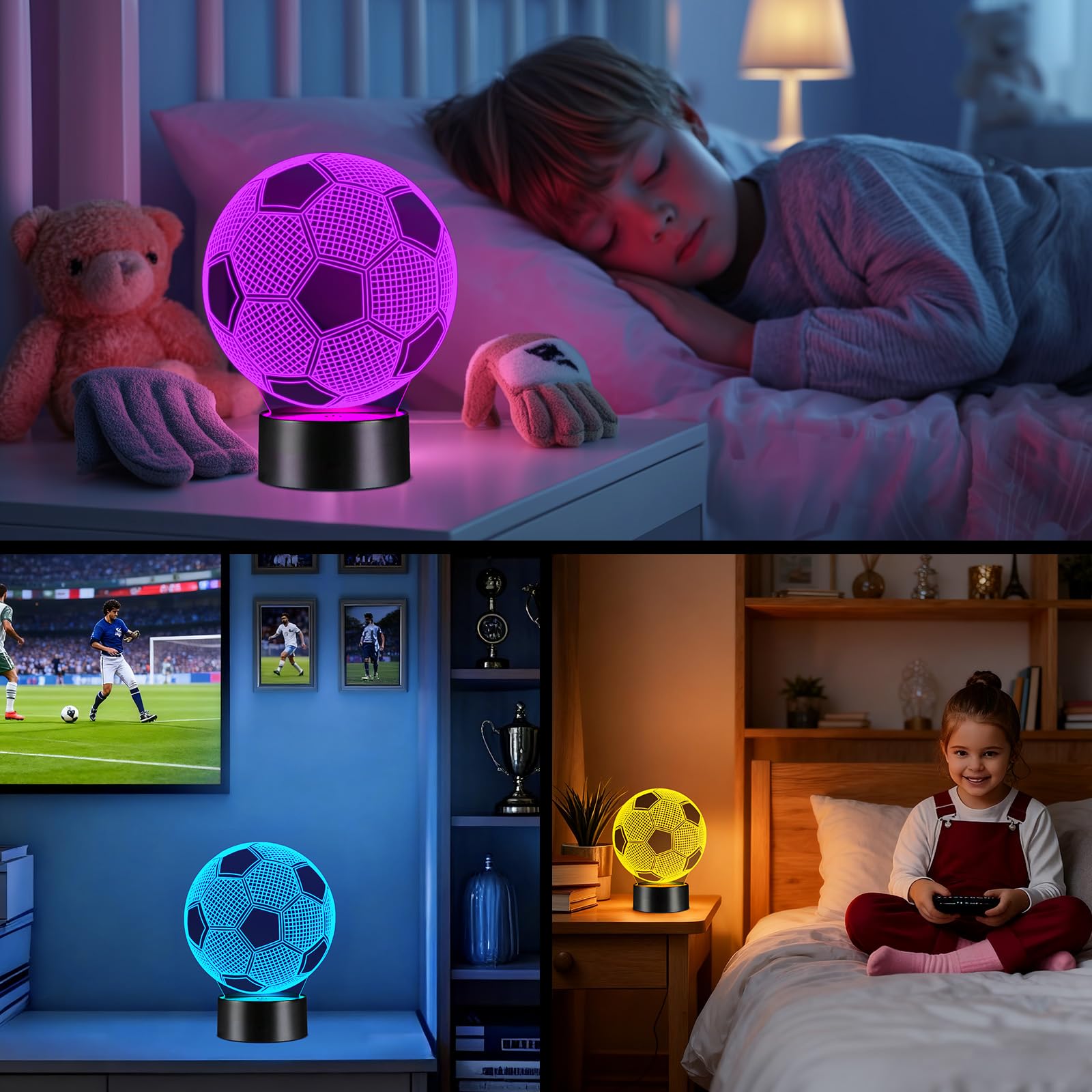 Linkax soccer night light suits dorm rooms and desks