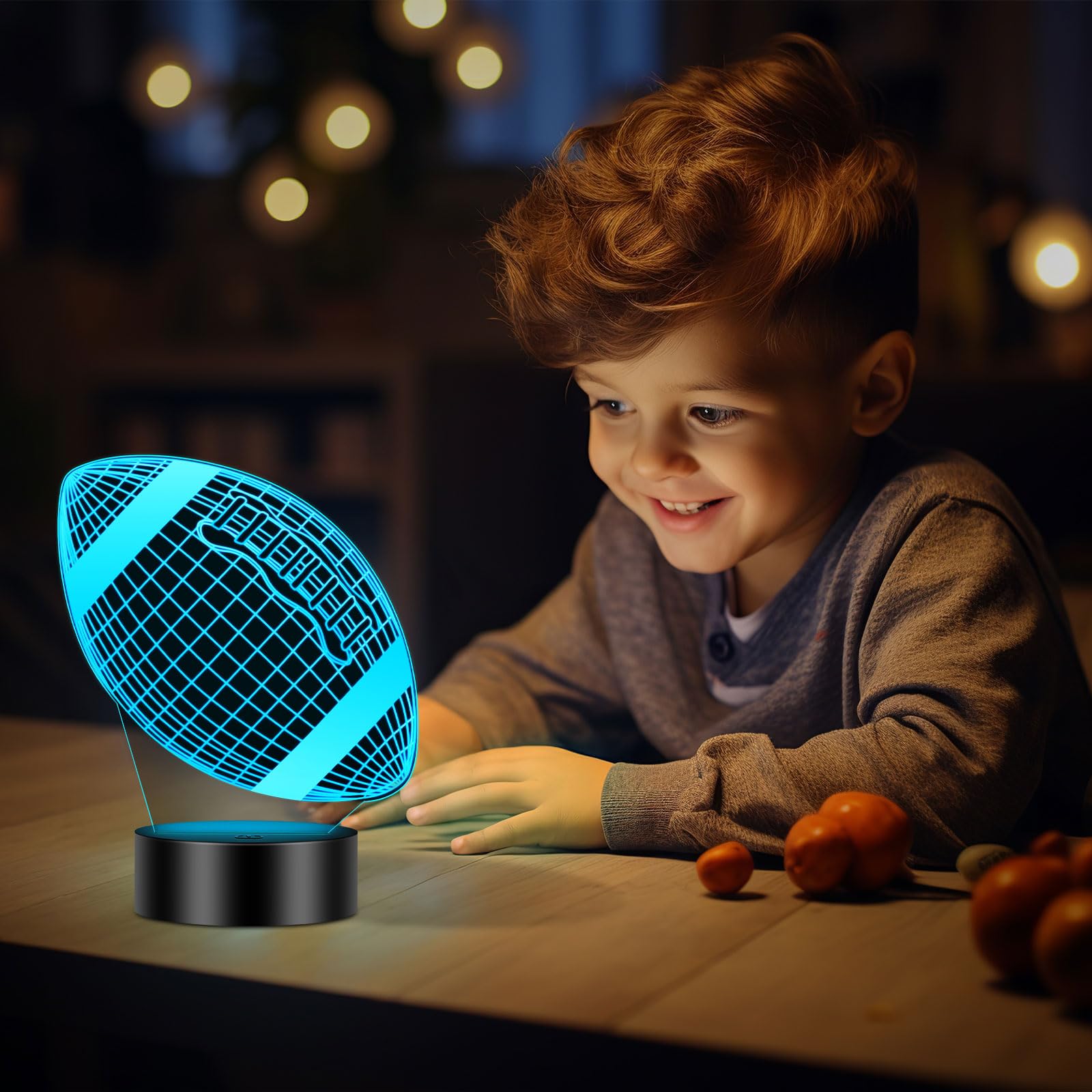 Linkax USB-powered football night light for easy charging.