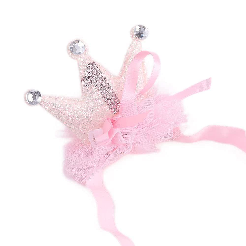 LINLULU pink crown headband complements cake smashing memories.