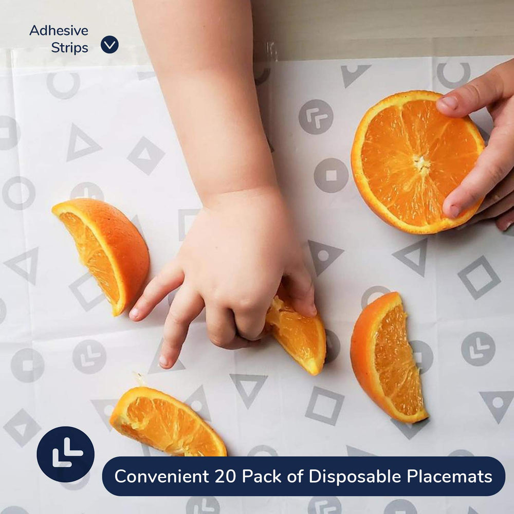 LinnieLou disposable placemats ensure a safe, clean feeding area during outdoor adventures.