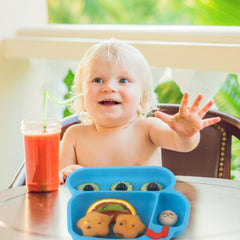 Linowos Baby Plate with three compartments helps portion and variety during meals