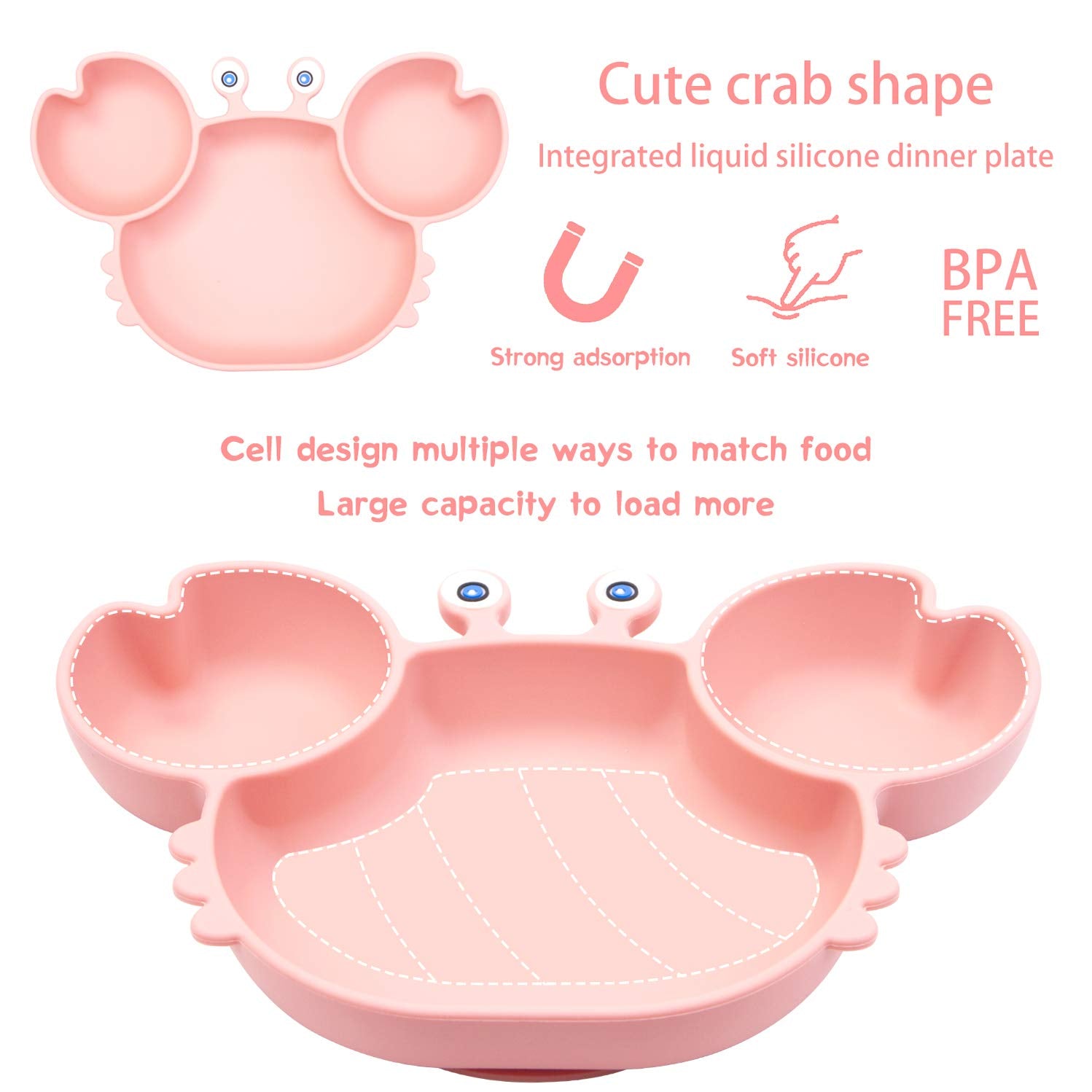 Linowos crab shaped toddler plate adds playful appeal to self feeding