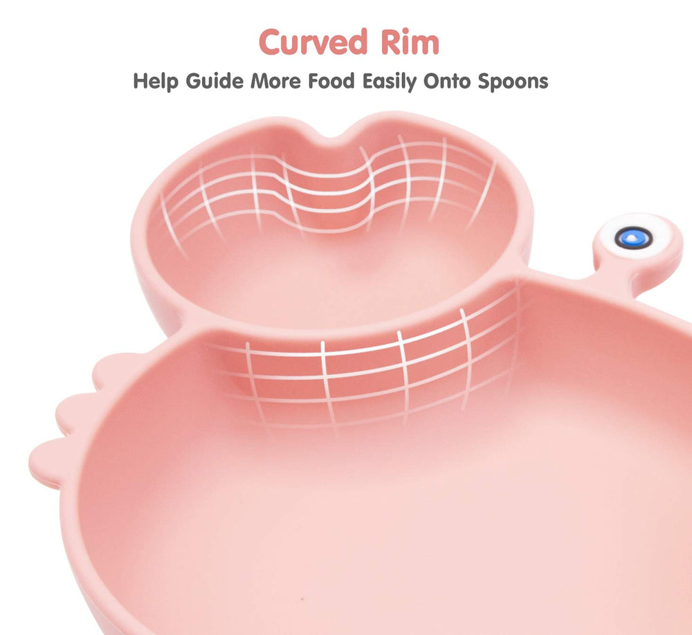 Linowos 9x6 inch plate with non-slip base reduces mess