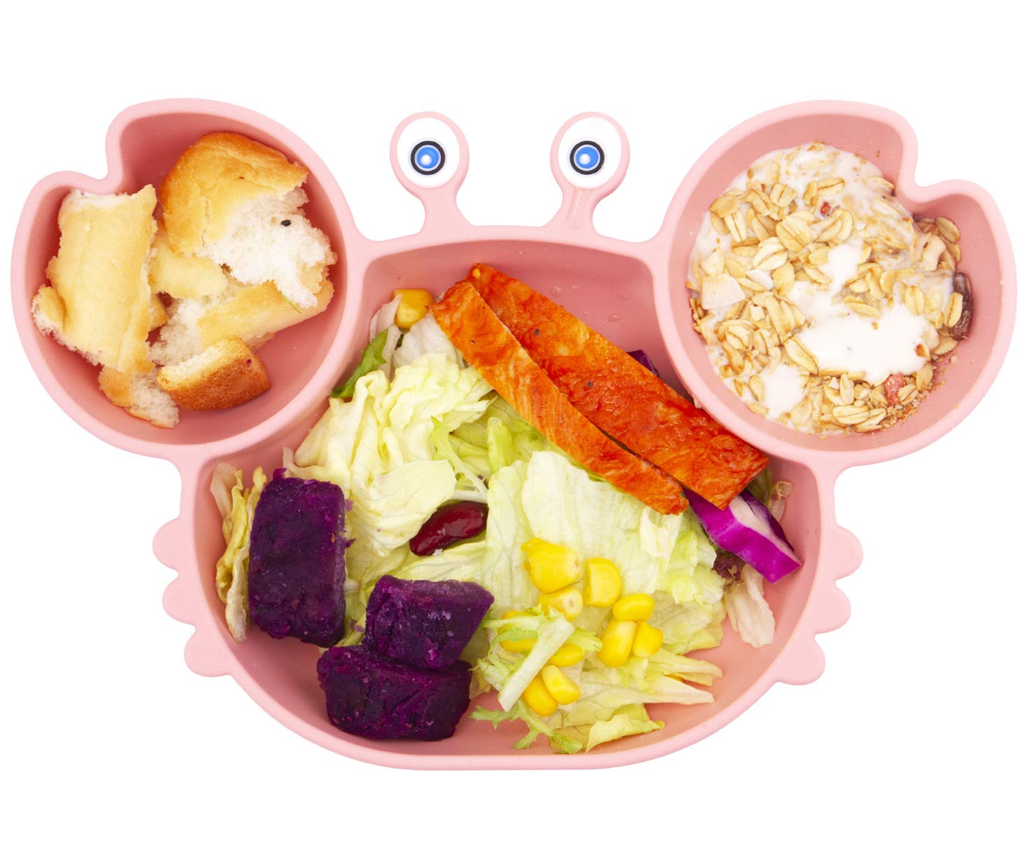 Linowos divided plate with three compartments keeps foods separate for easy toddler meals