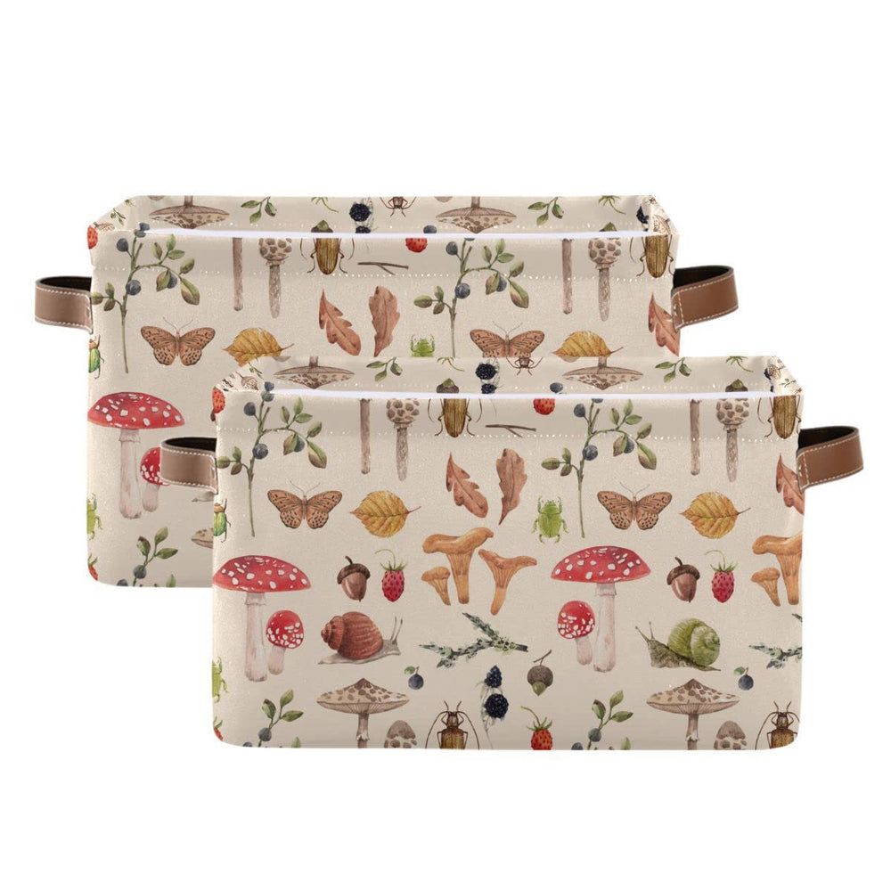Linqin Mushroom storage basket close-up of sturdy handles for easy carrying around the home.