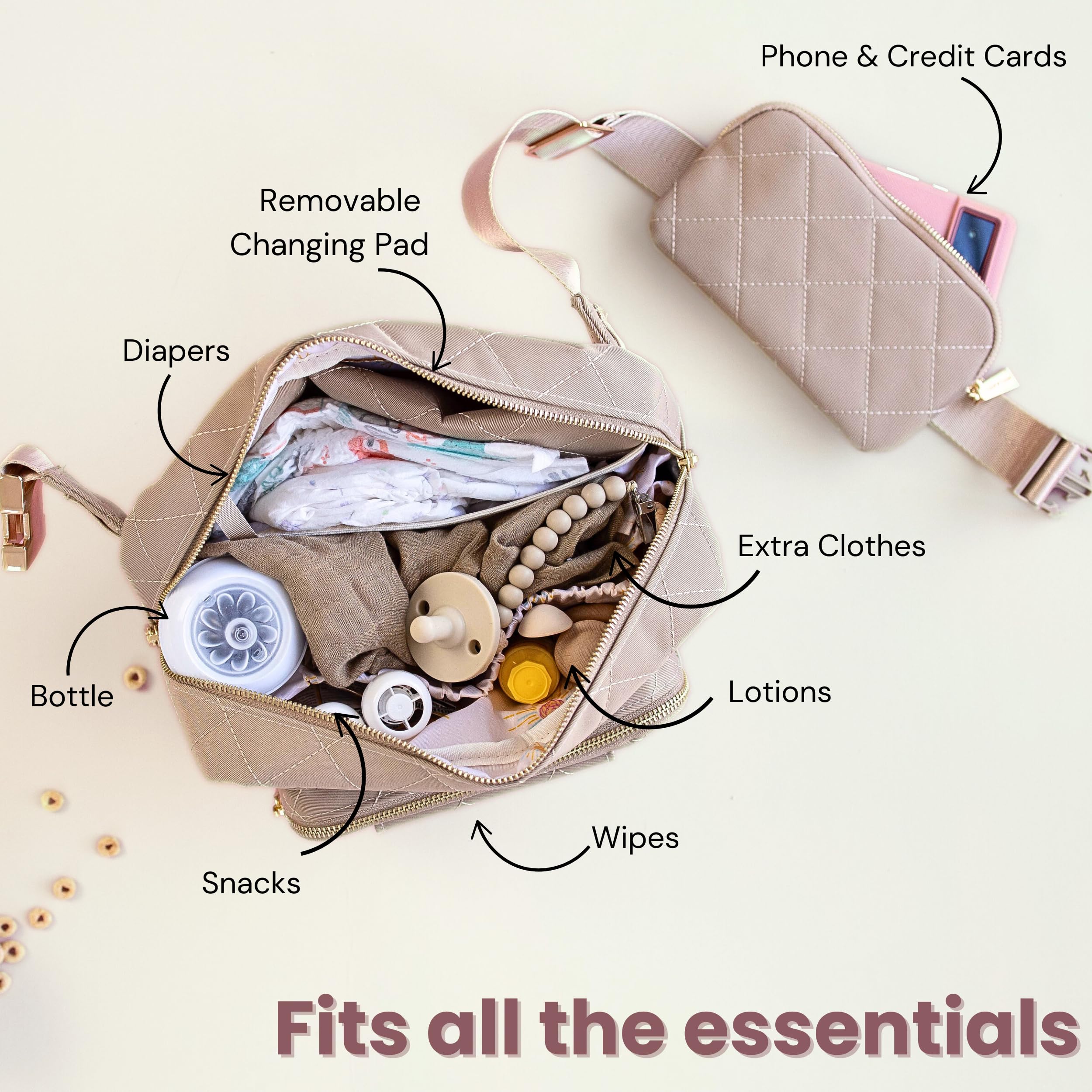 Inside view of Lion & Light Jetsetter with multiple pockets for essentials