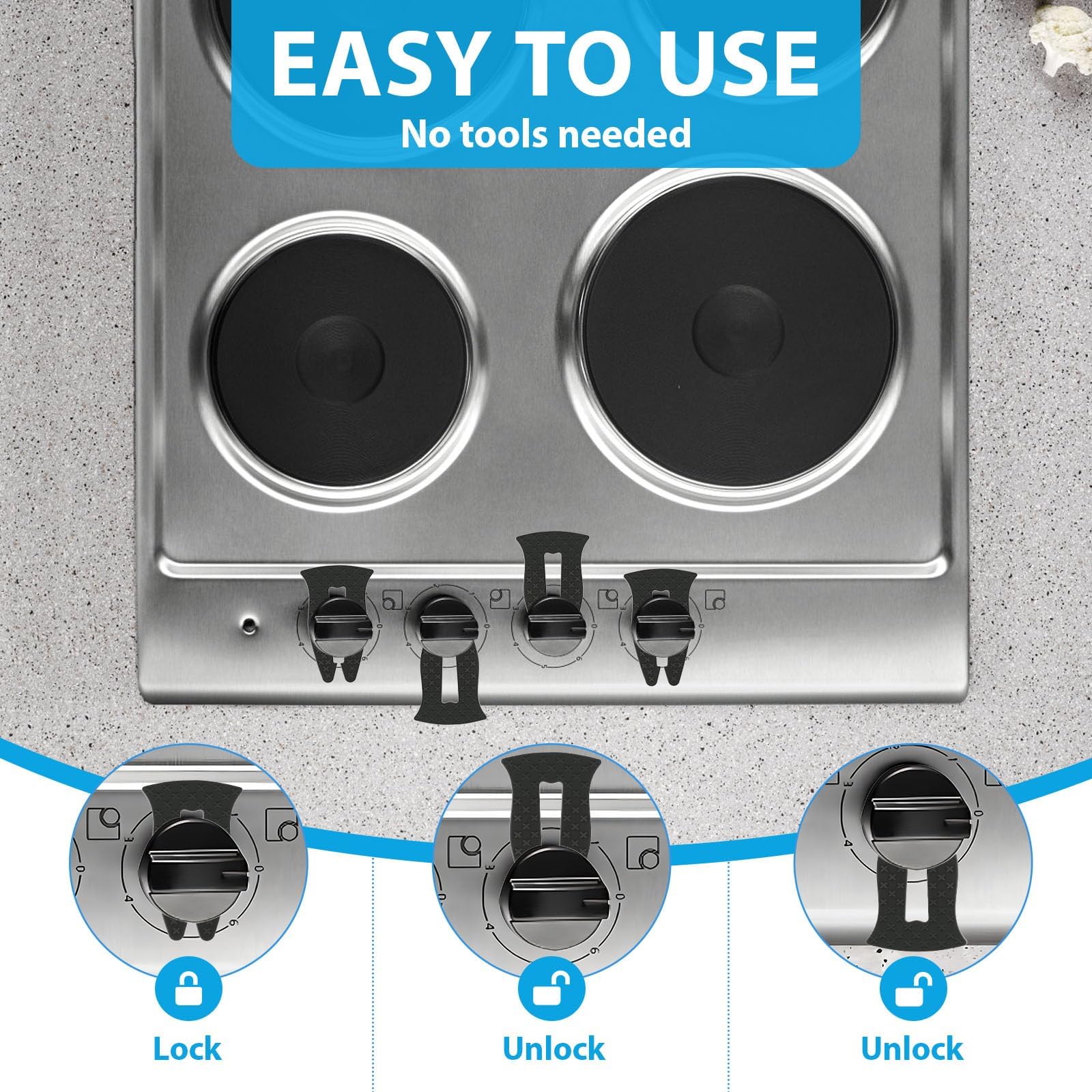 Liqqlex stove knob safety cover durable silicone withstands heat for long-lasting protection.