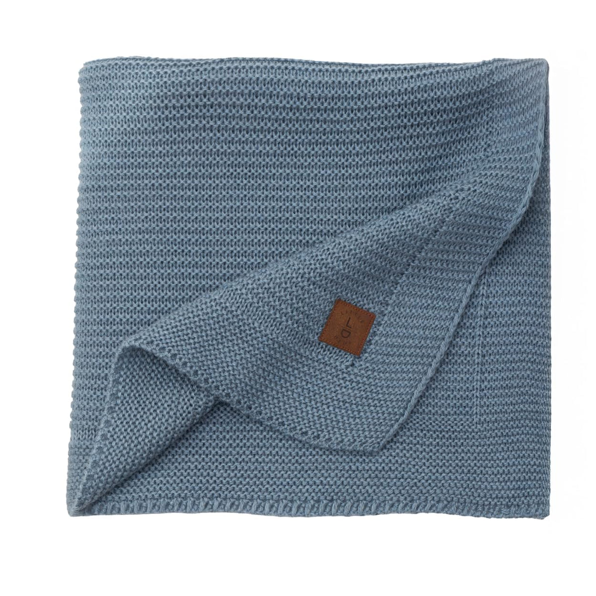 Little Dedi Alina soft knitted blanket in smoky blue, ideal for newborn warmth and cuddles.