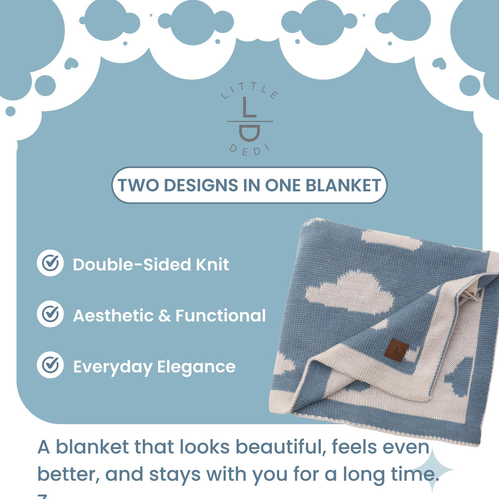 Little Dedi blanket pictured in pram for travel-friendly comfort.