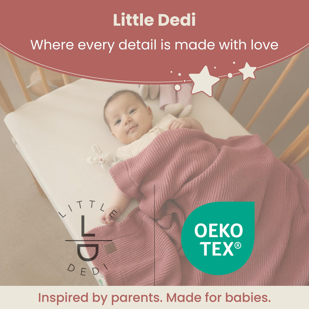 Little Dedi baby blanket in dusky pink, easy-care machine washable design