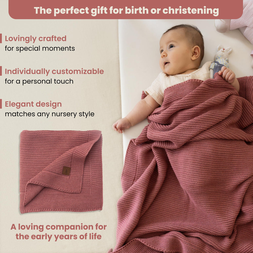 Little Dedi baby blanket in dusky pink star pattern detail, charming nursery accent