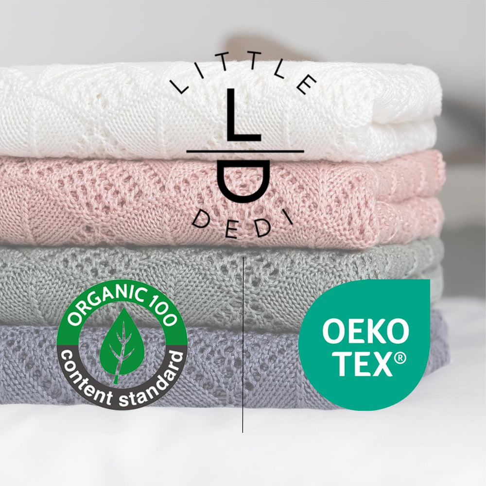 Premium vegan leather label on Little Dedi blanket