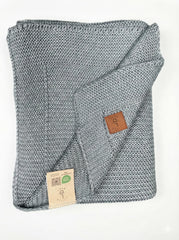 Little Dedi soft baby knitted blanket in light grey for cozy swaddling and stroller use