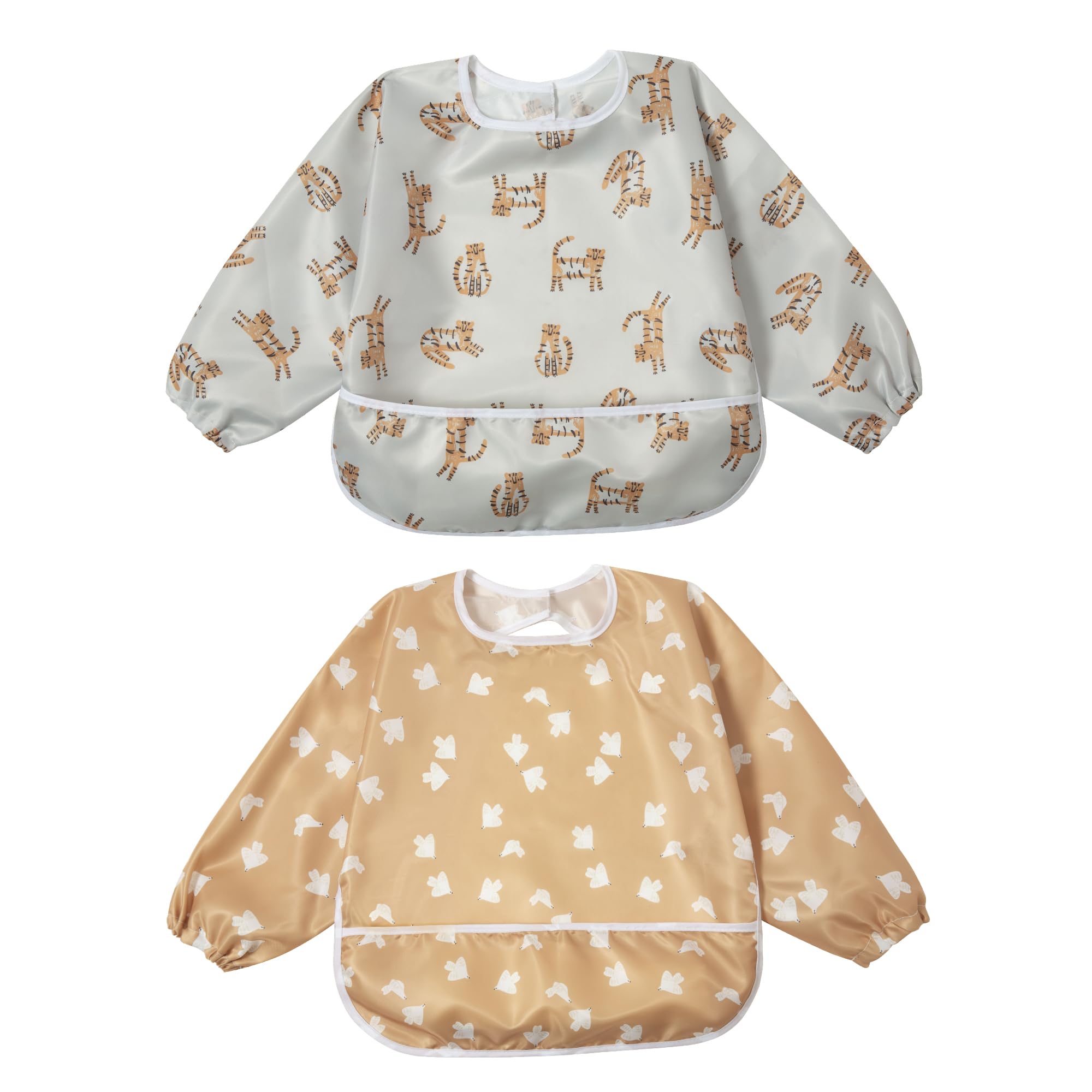 Little Dimsum Mess-Proof Baby Bib front view with full-coverage protection during meals.