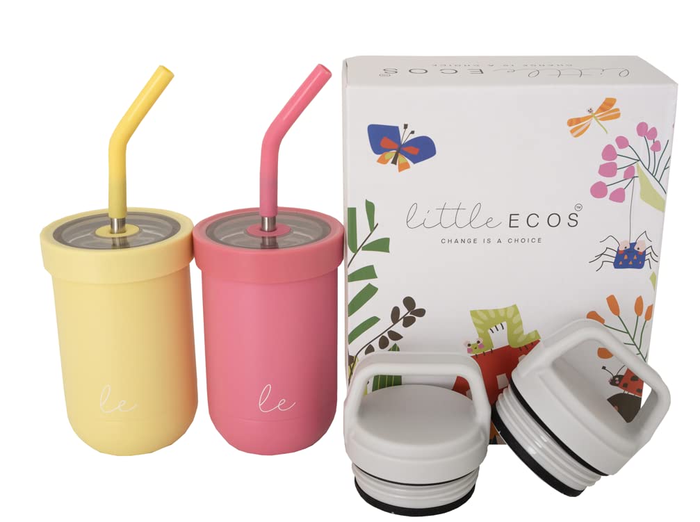 Little Ecos toddler straw cups with lids for mess-free travel and meals