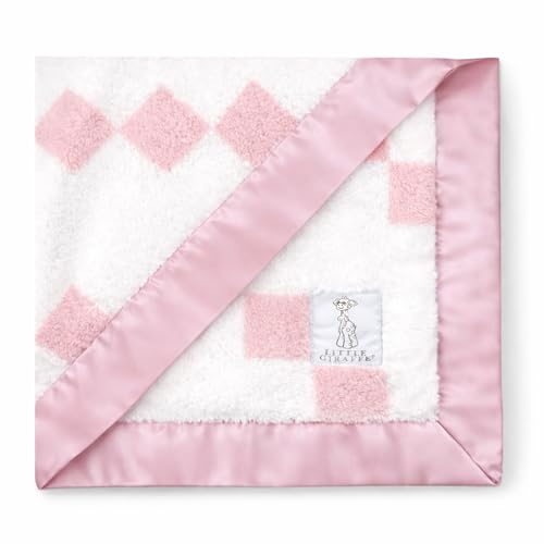 Little Giraffe Luxe Blanket with satin trim offers buttery softness for newborn snuggles.