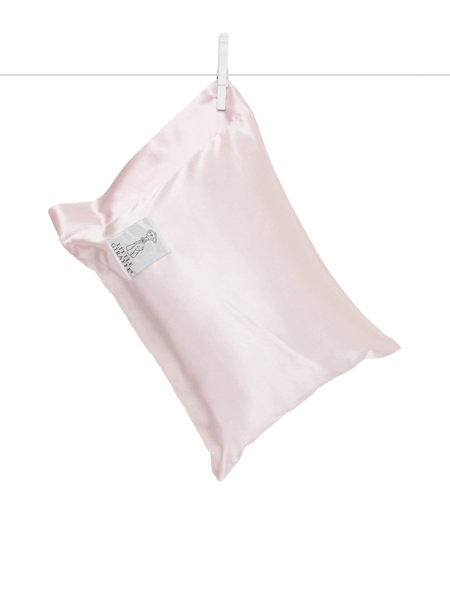 Little Giraffe satin decor pillow 10x13 pink, ultra-soft yarn for cozy lounging.