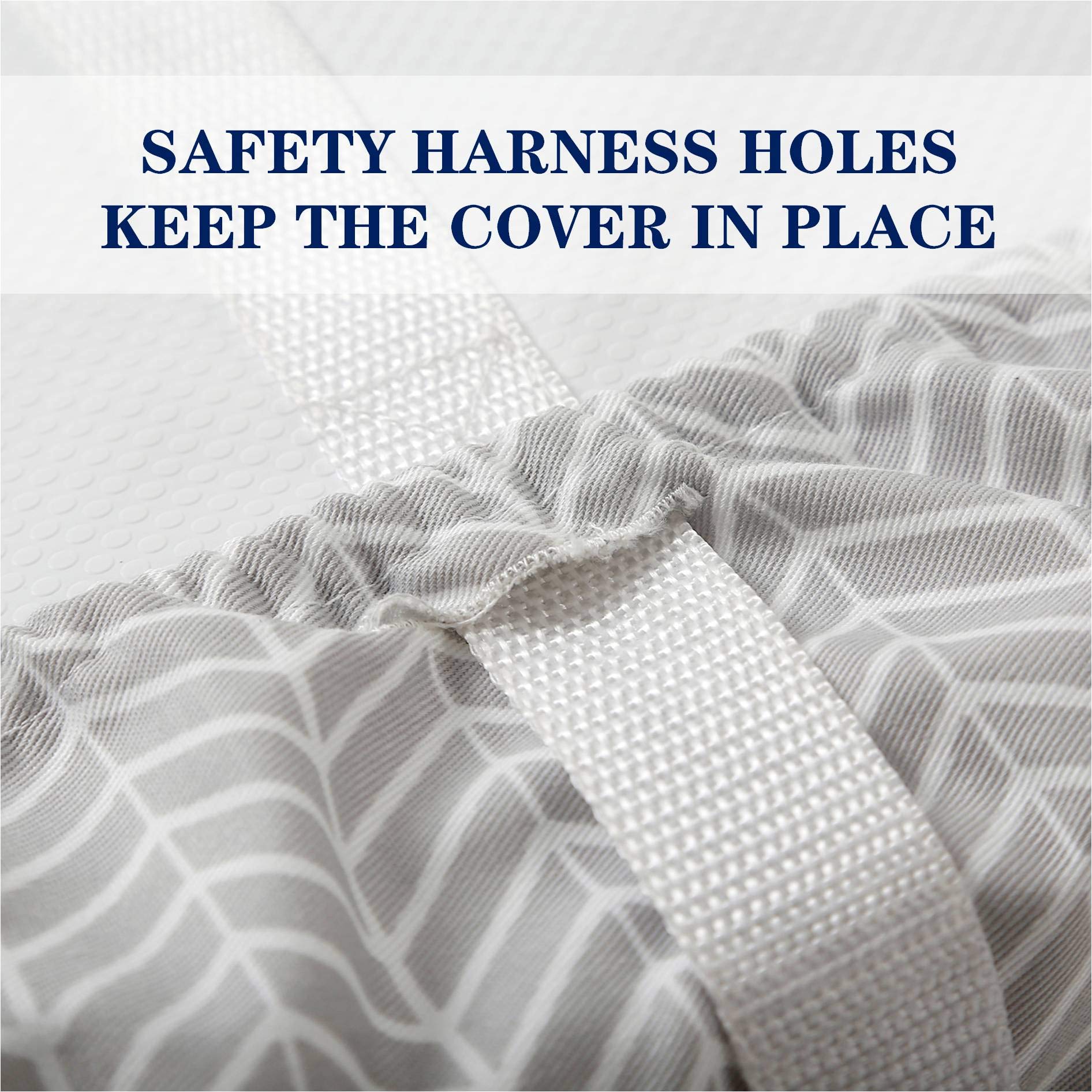 Little Grape Land changing pad cover placed on a pad showing universal fit