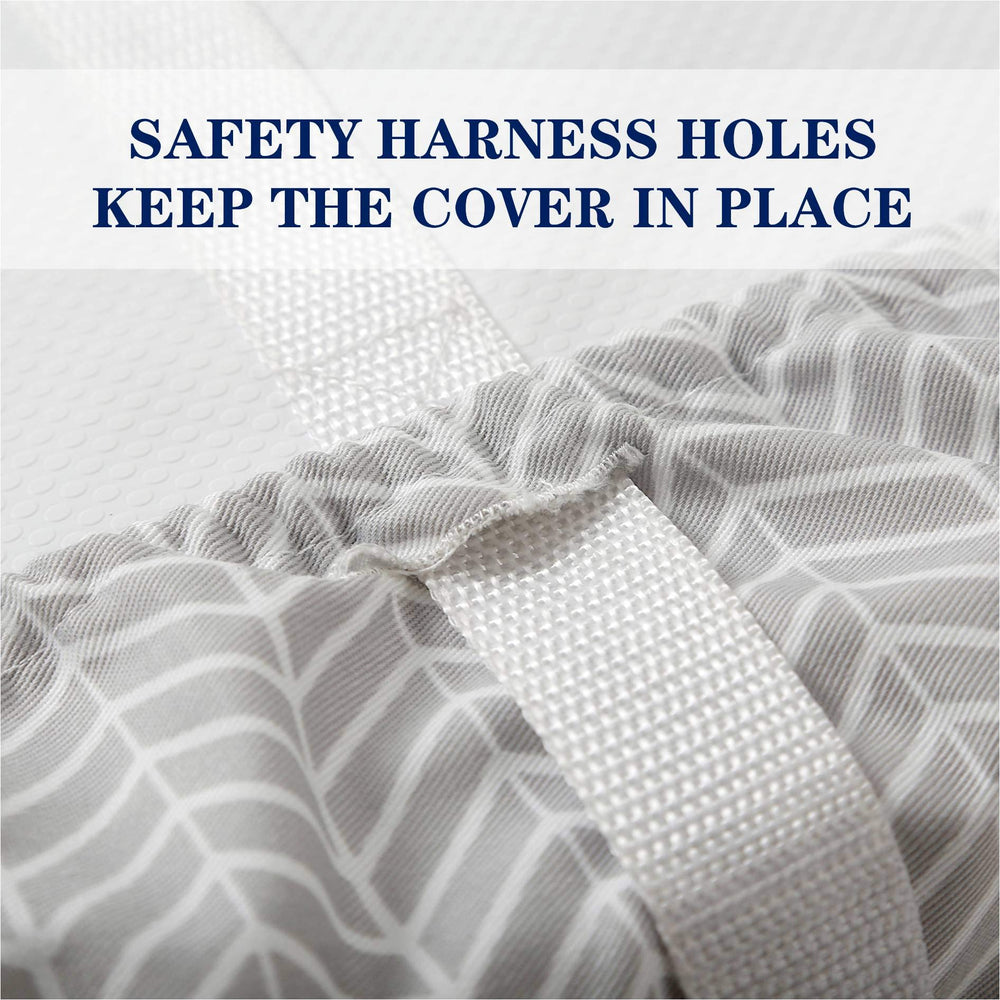 Little Grape Land changing pad cover placed on a pad showing universal fit