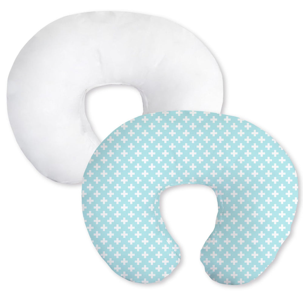 Little Grape Land aqua nursing pillow cover from the 2-pack, breathable and soft for feeds.