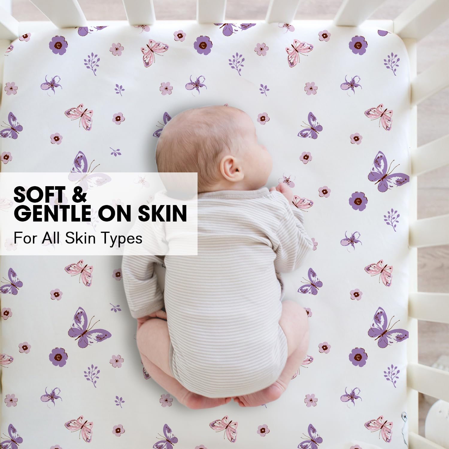 Elastic-band fitted sheets stay snug during naps