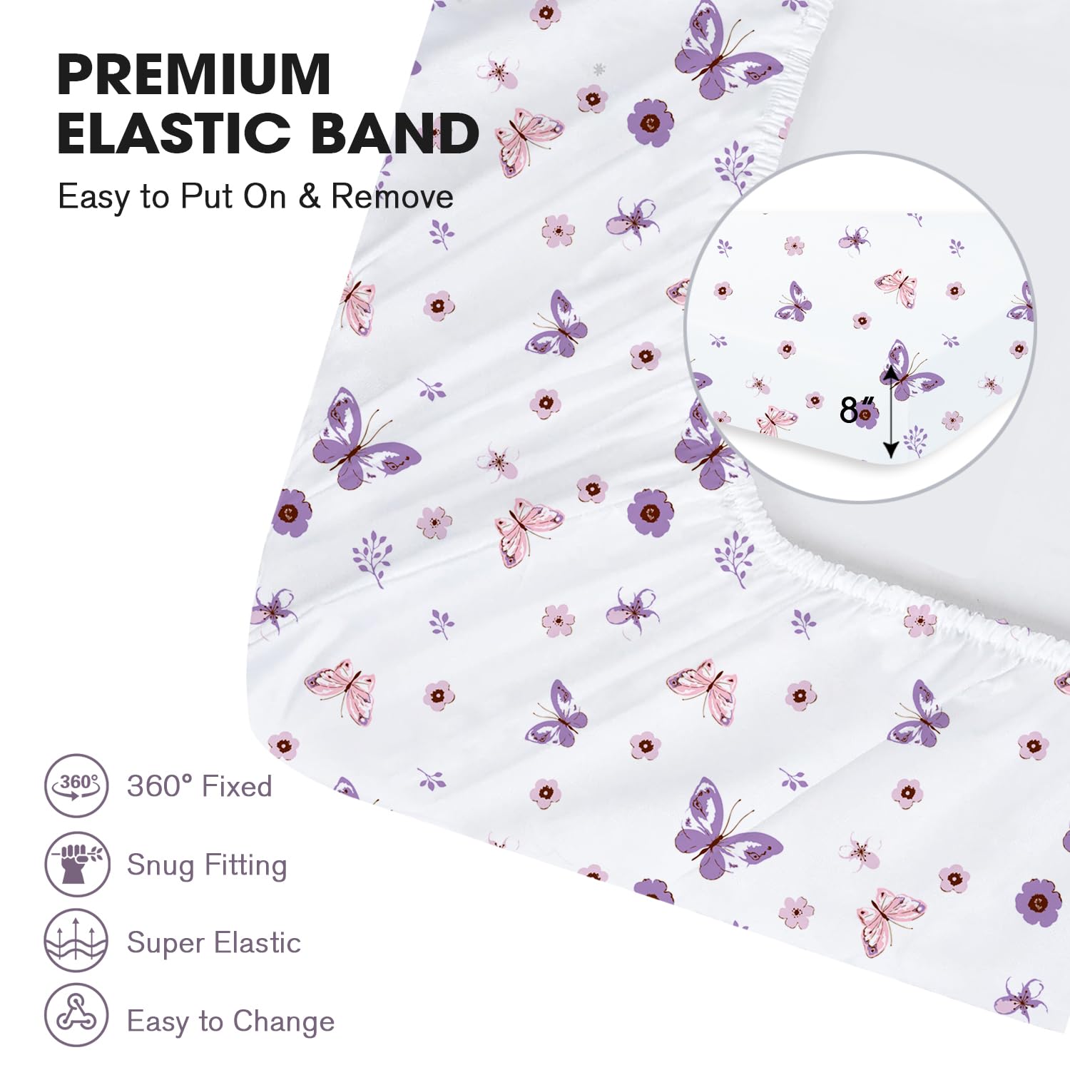 Standard crib size ensures a secure, even fit on the mattress