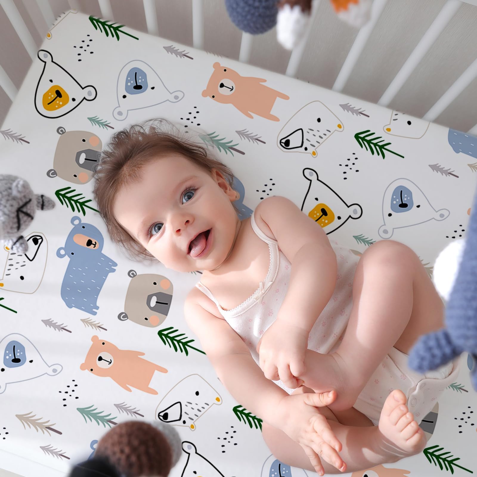 Little Grape Land trucks print crib sheets, playful decor and secure fit