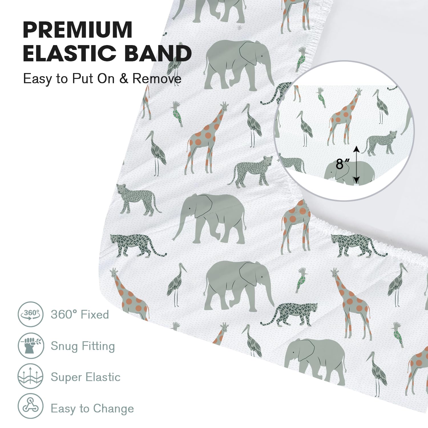 Little Grape Land four-pack crib sheets ensure clean swaps and quick changes