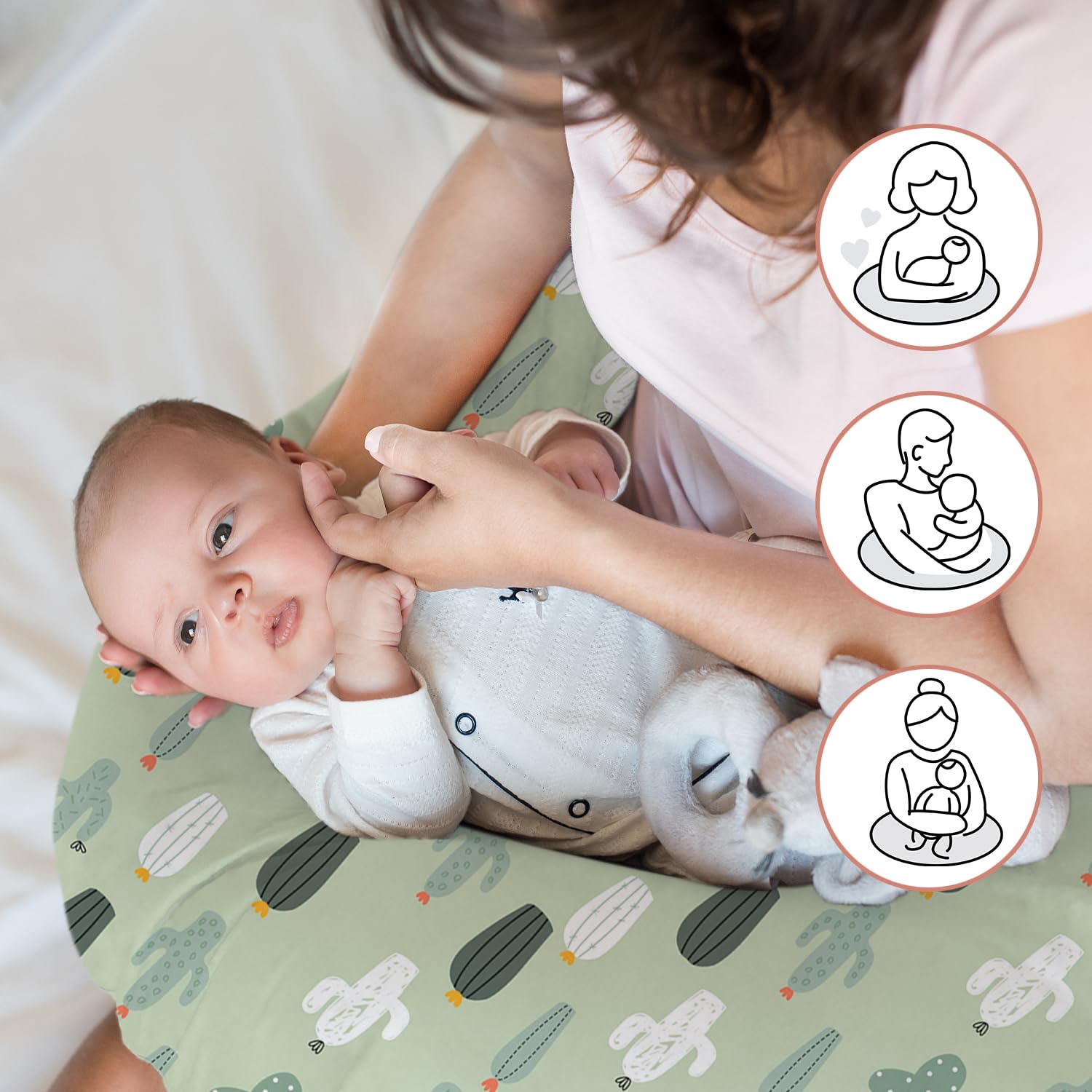 Little Grape Land nursing pillow aids bottle feeding with stable support