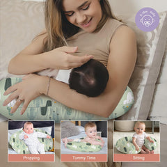 Little Grape Land nursing pillow demonstrates ideal breastfeeding position