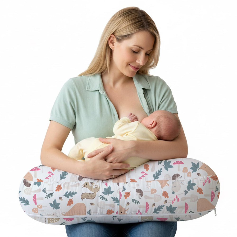 Little Grape Land nursing pillow forest pattern front view supports comfortable breastfeeding