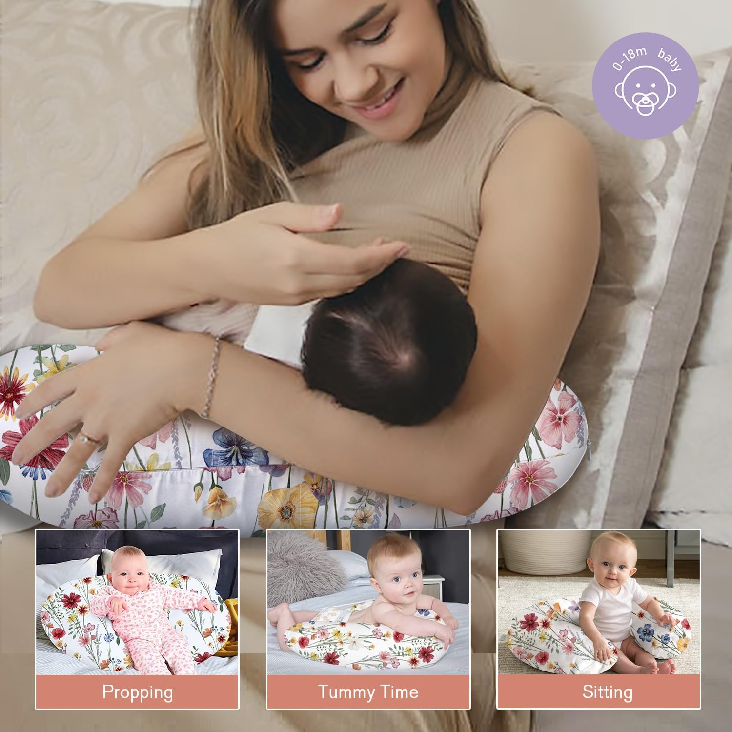 Little Grape Land portable nursing pillow with handle for travel