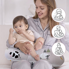 Removable breathable cover on Little Grape Land nursing pillow for easy cleaning.