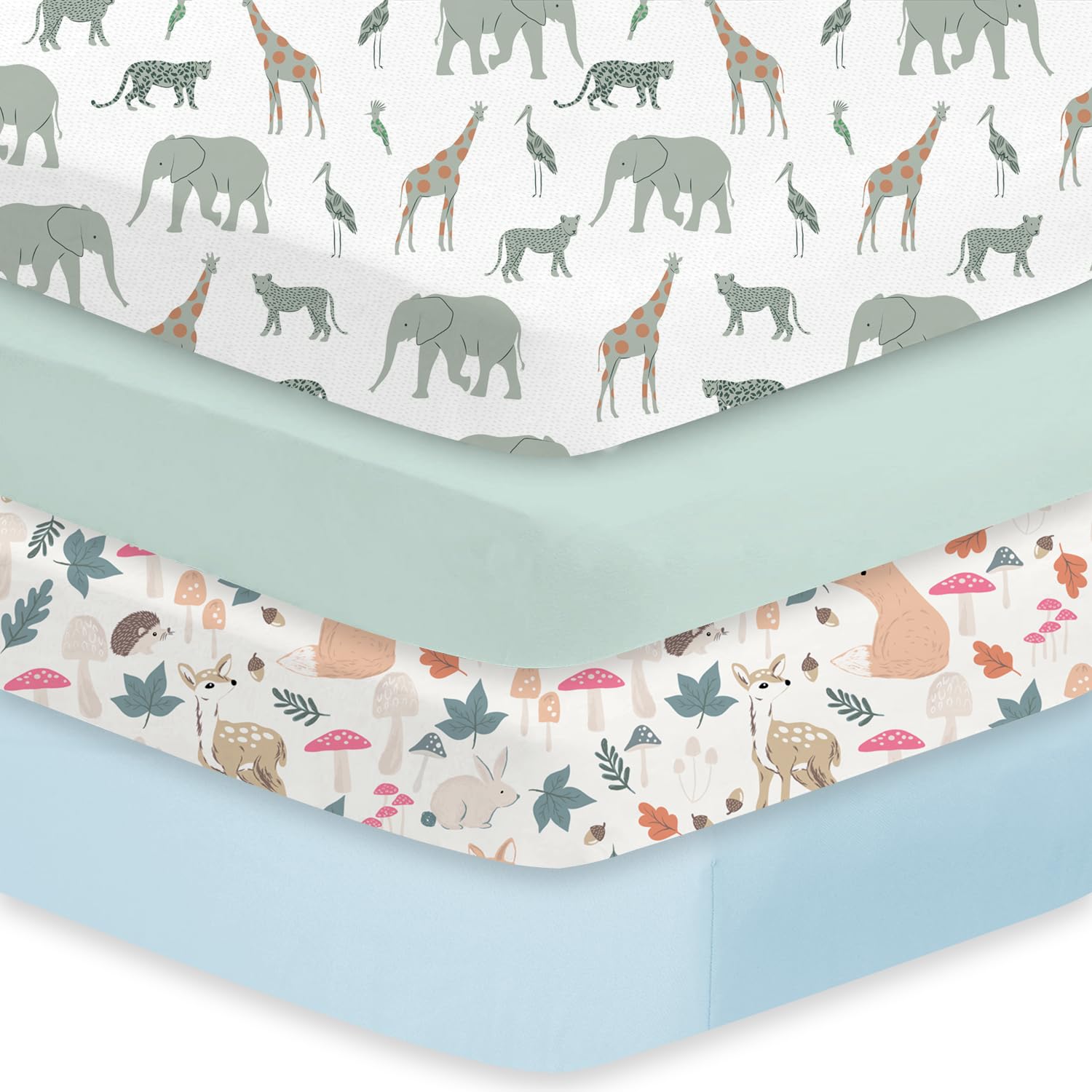 Little Grape Land safari-squirrel pattern crib sheets offer cozy, breathable sleep for babies