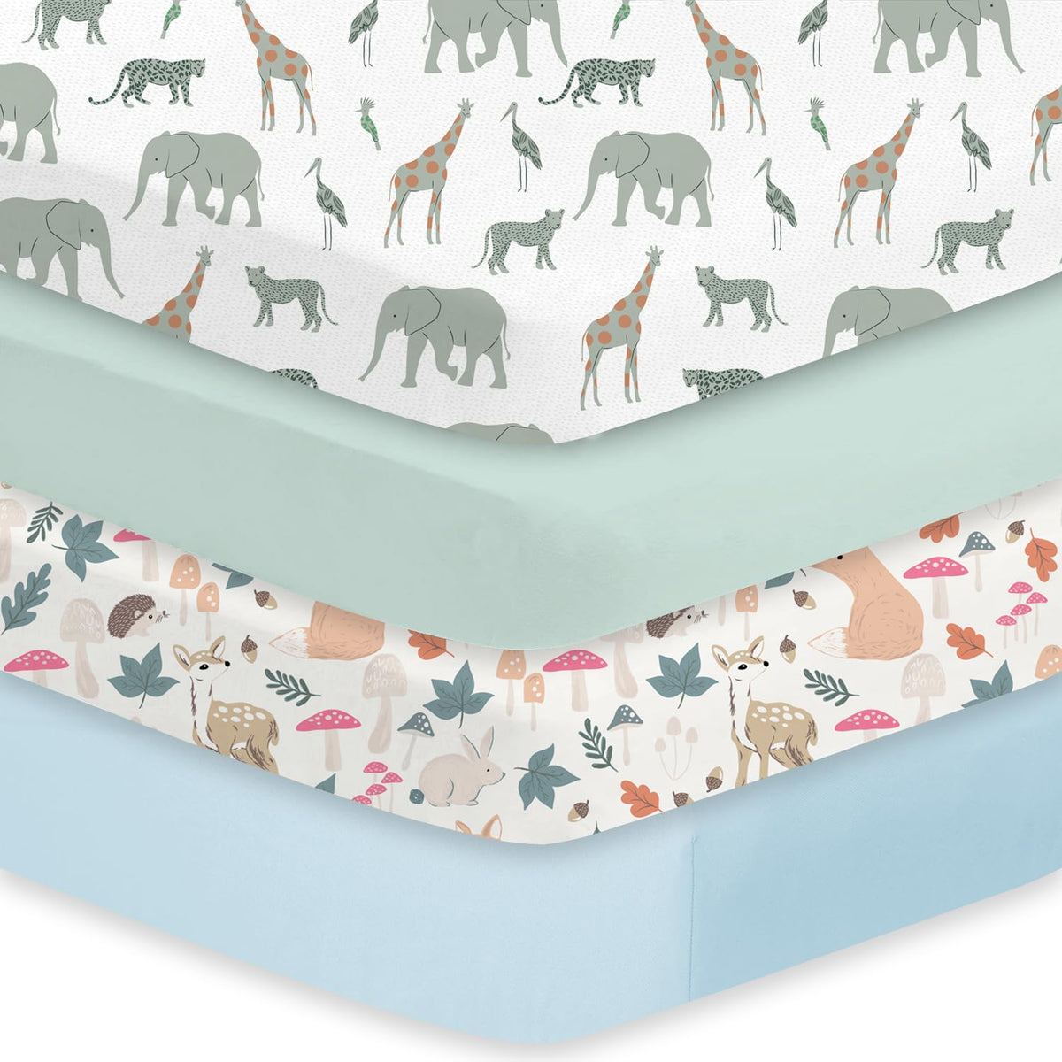 Little Grape Land safari-squirrel pattern crib sheets offer cozy, breathable sleep for babies
