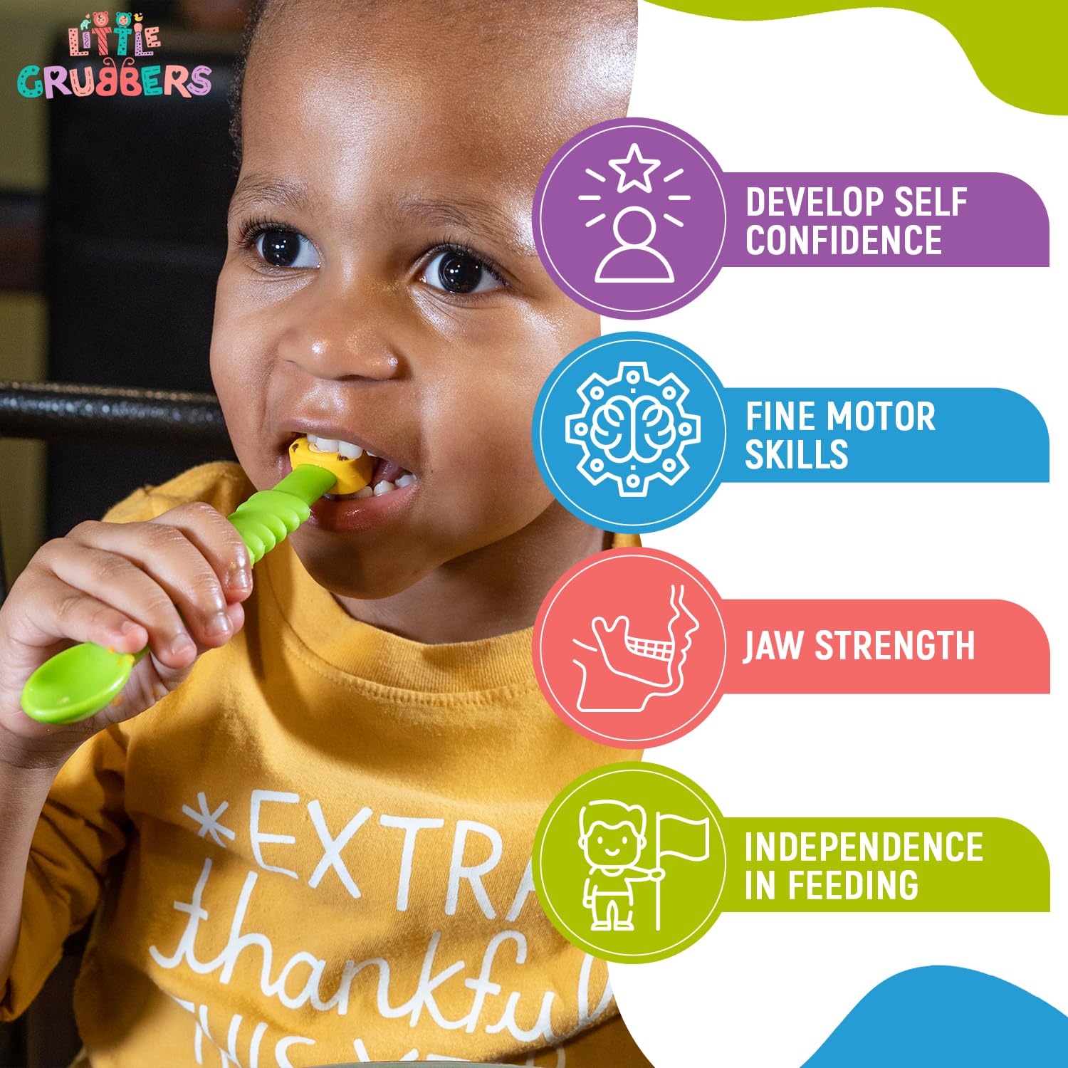 Little Grubbers small-mouth spoon bowl designed for tiny bites