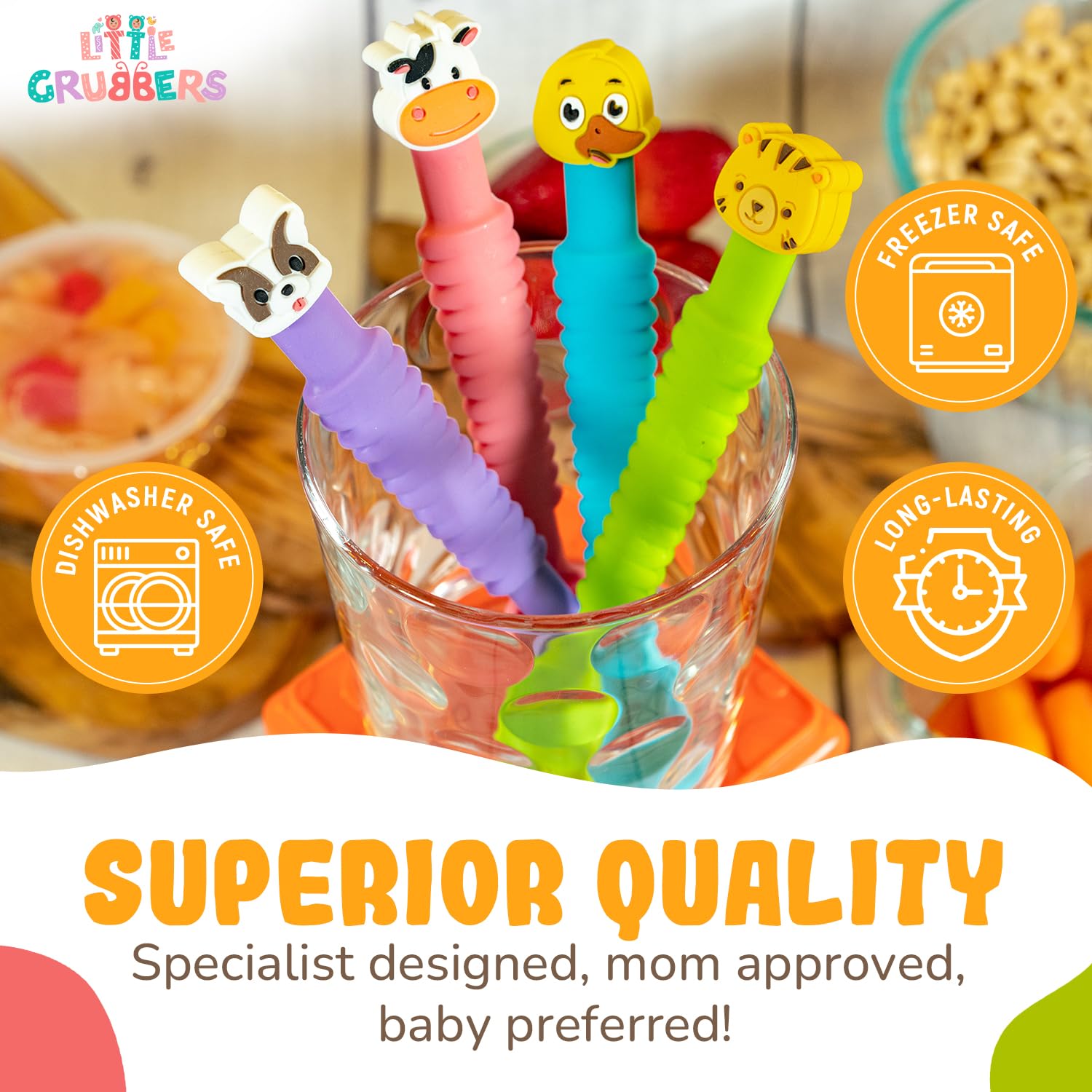 Little Grubbers soft-handle non-slip grip aids little hands.