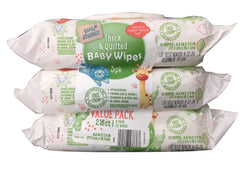 Little Journey Baby Wipes packaging three-pack for convenient on-the-go cleaning.