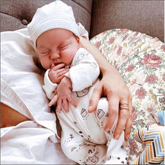 Little Jump Boho Floral nursing pillow cover adds stylish, soft coverage for comfortable breastfeeding.
