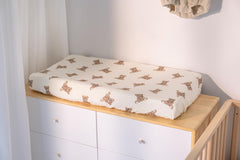 Little Jump contoured pad cover fits 32x16x4 inches snugly on changing surfaces