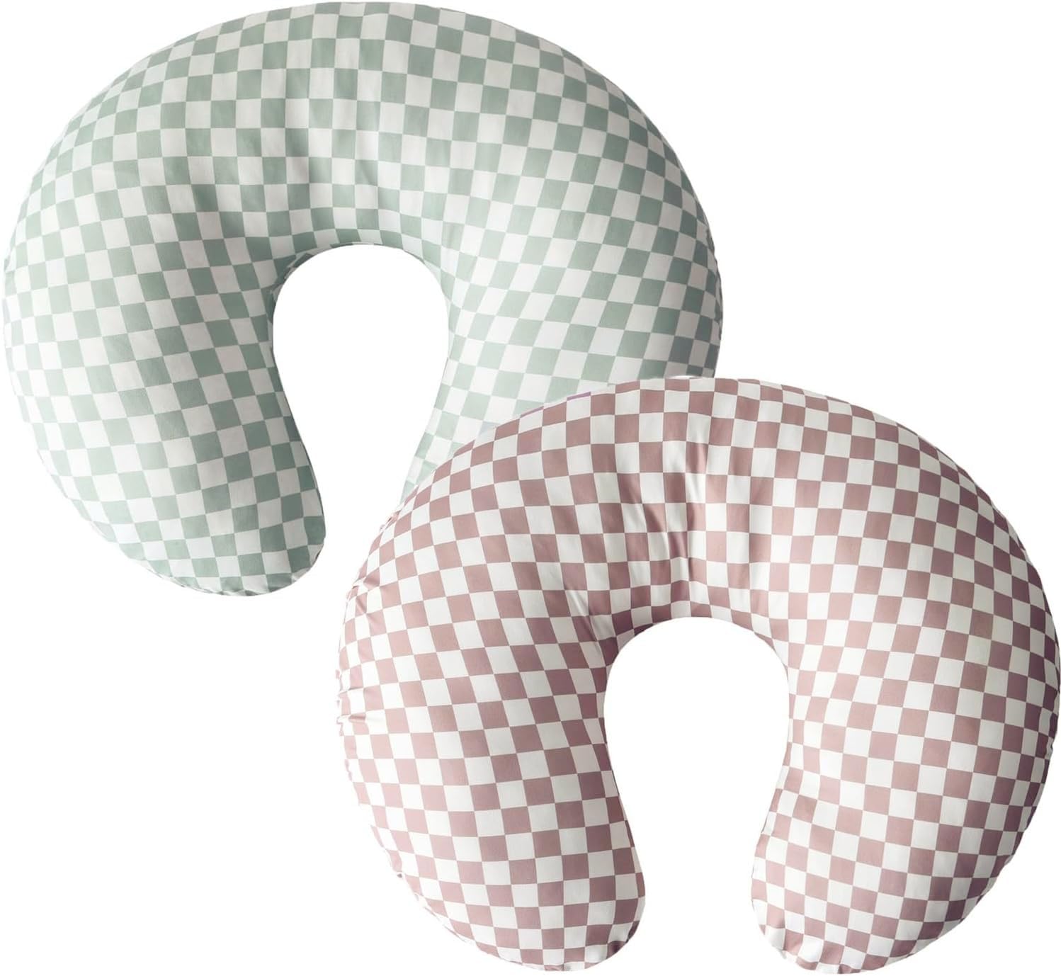 Little Jump coffee checkered nursing cover fits standard pillows for easy breastfeeding support.