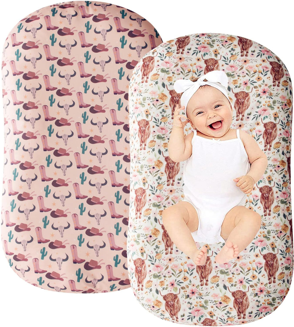 Little Jump cowgirl boots hat cover adds cozy, stylish flair to your baby lounger.