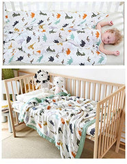 Little Jump Dinosaur Muslin Blanket tummy-time surface, soft and breathable.