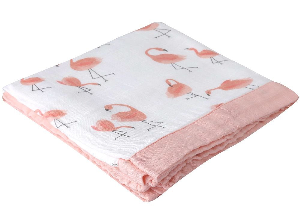 Little Jump Flamingo blanket luxurious muslin feel against delicate skin.