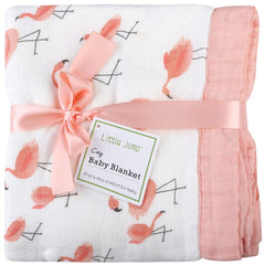 Little Jump Flamingo blanket with silky soft texture for baby skin and breathable warmth.