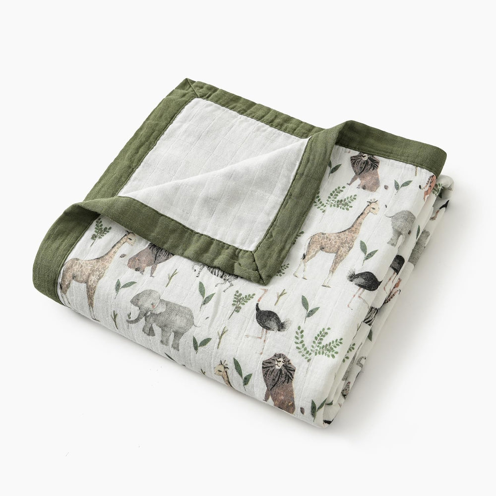 Little Jump muslin blanket in nursery scene enhances soft ambience and visual play.
