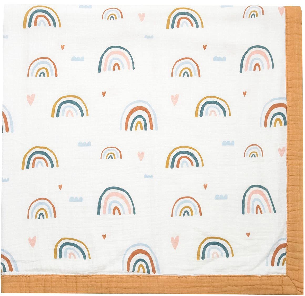 Little Jump Rainbow Muslin Quilt folded for compact storage and gifting.