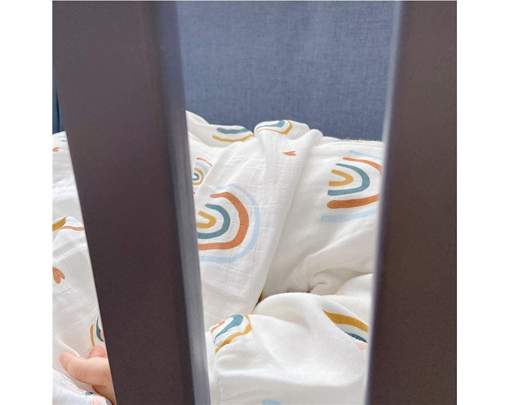 Oversized 47x47 Rainbow Muslin Quilt detail from Little Jump.